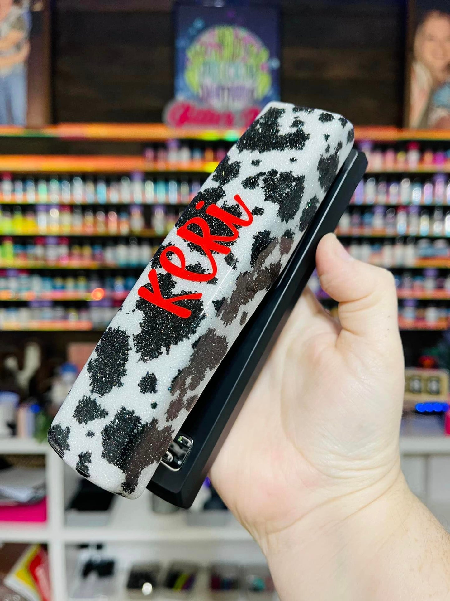 Full Cow Print Glitter Stapler