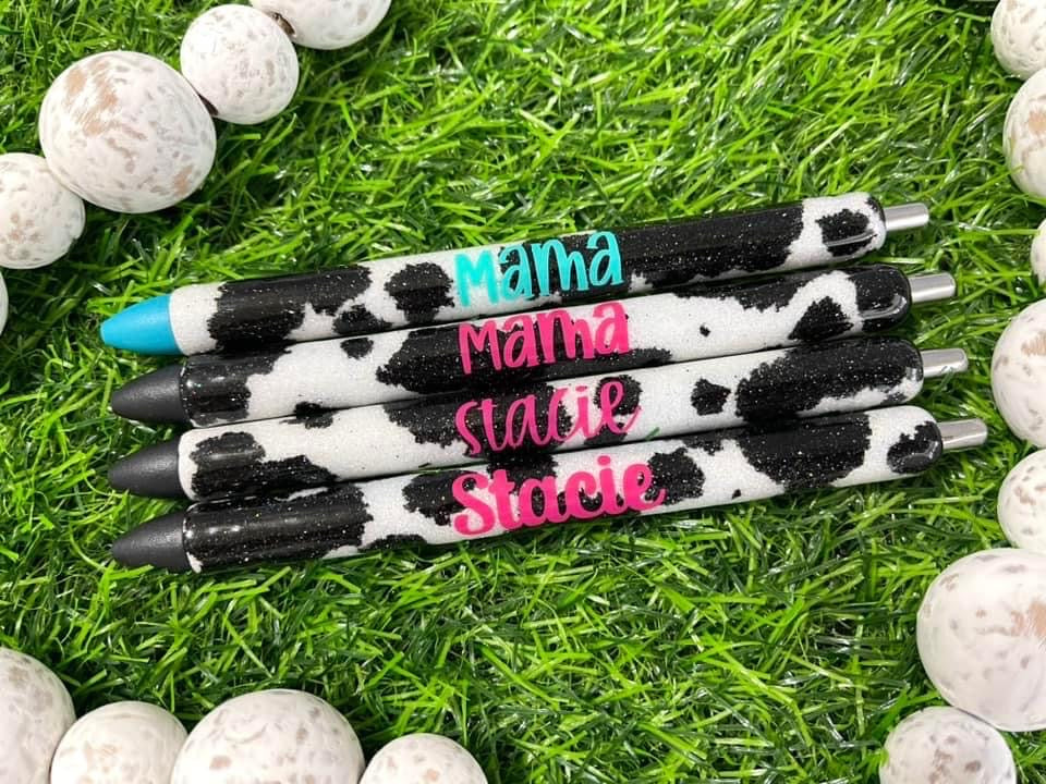 Full Cow Print Glitter Pen