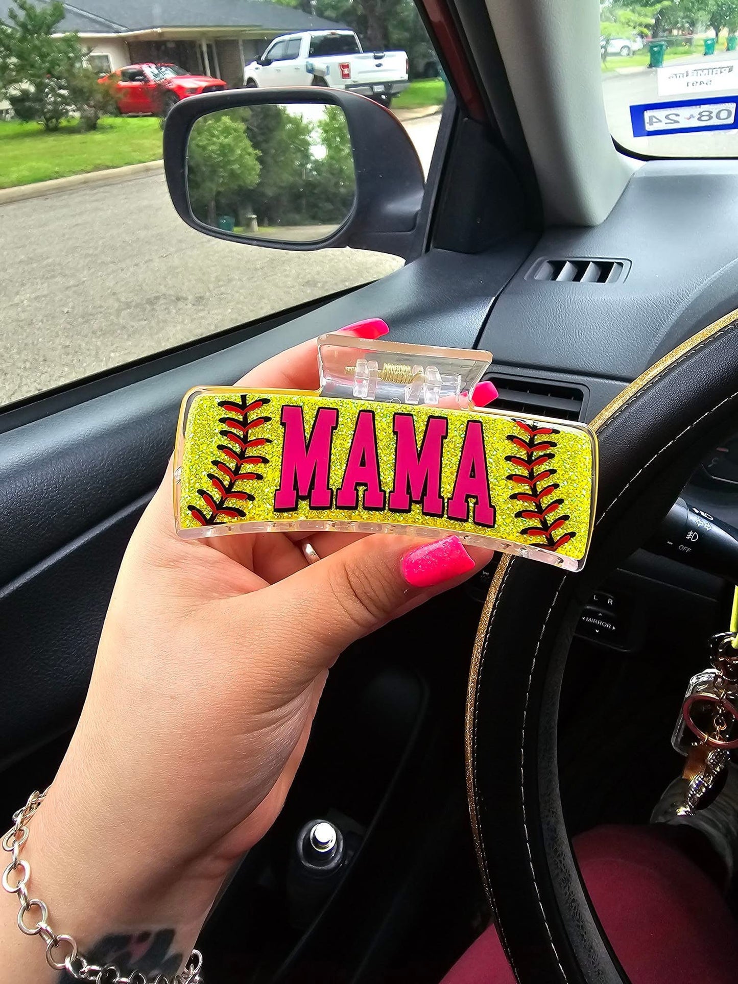 Custom Baseball/Softball Glitter Large (4 in) Hair Claw Clip