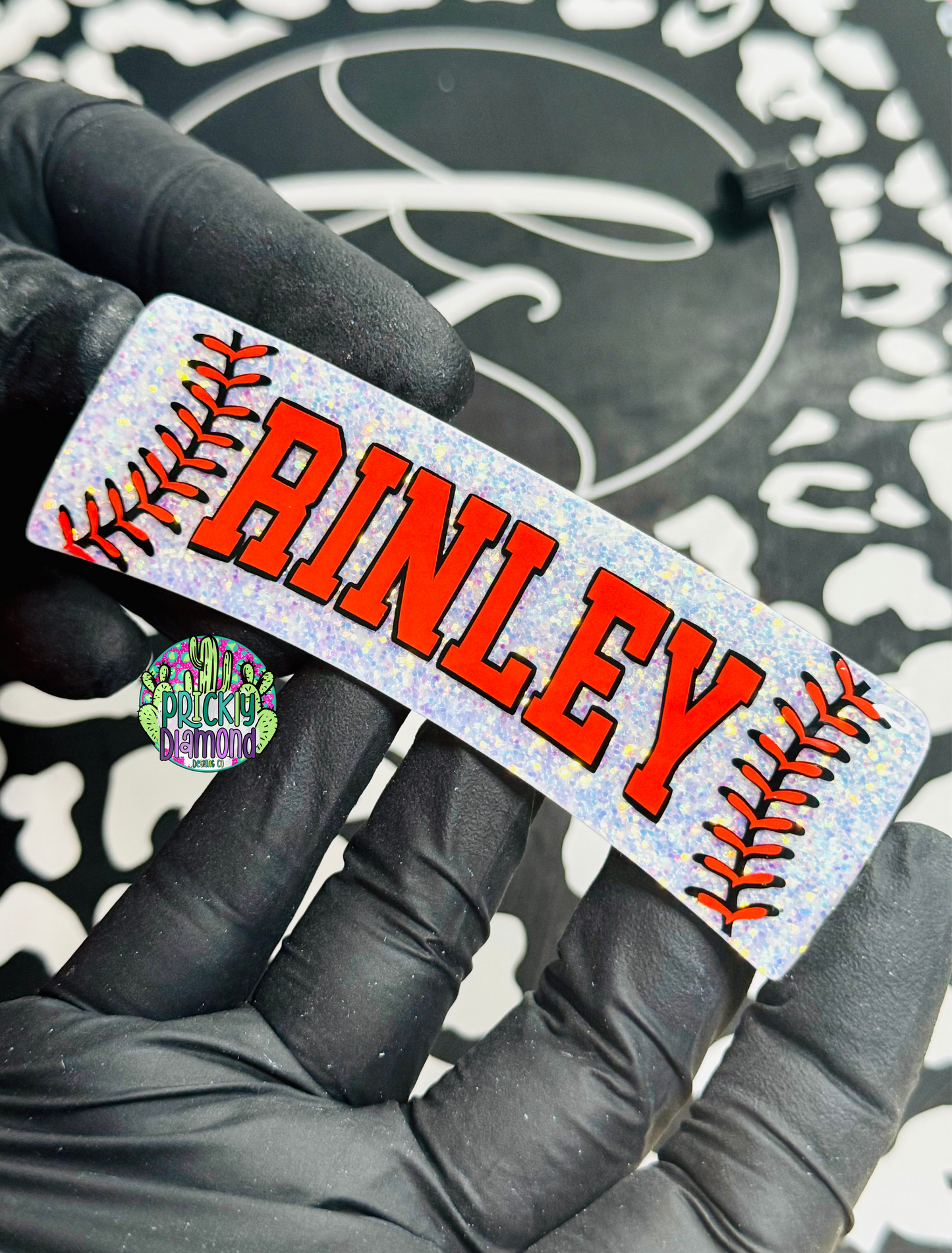 Custom Baseball/Softball Glitter Large (4 in) Hair Claw Clip