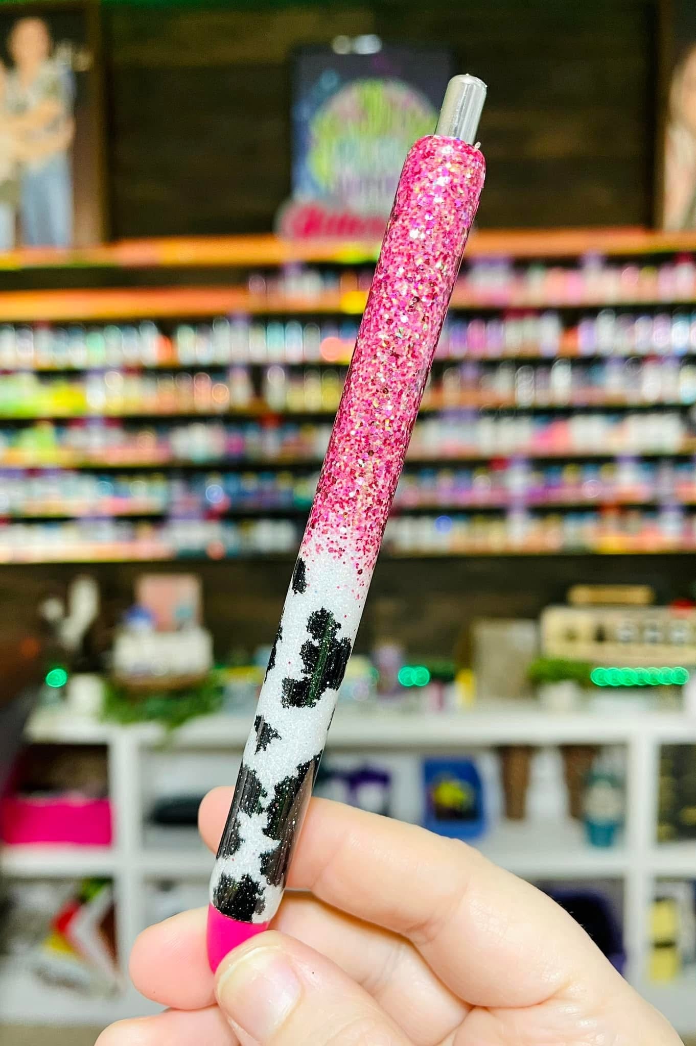 1/2 Cow Print Glitter Pen