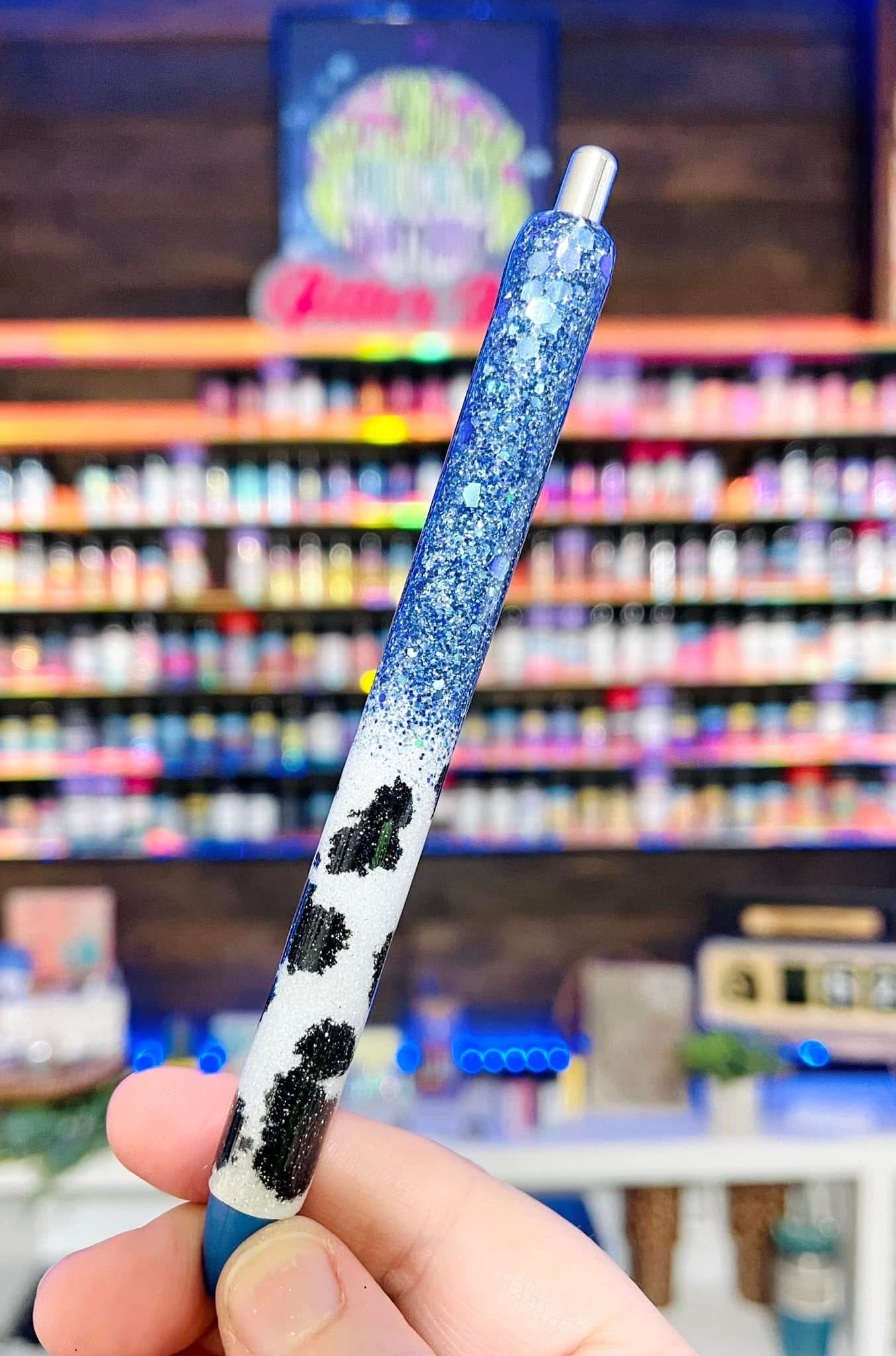 1/2 Cow Print Glitter Pen