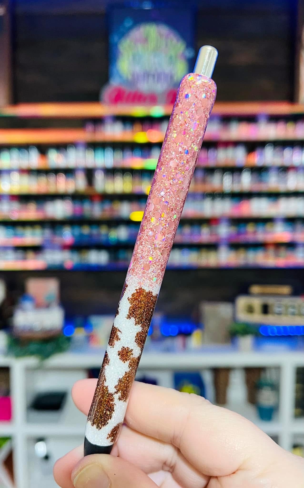 1/2 Cow Print Glitter Pen