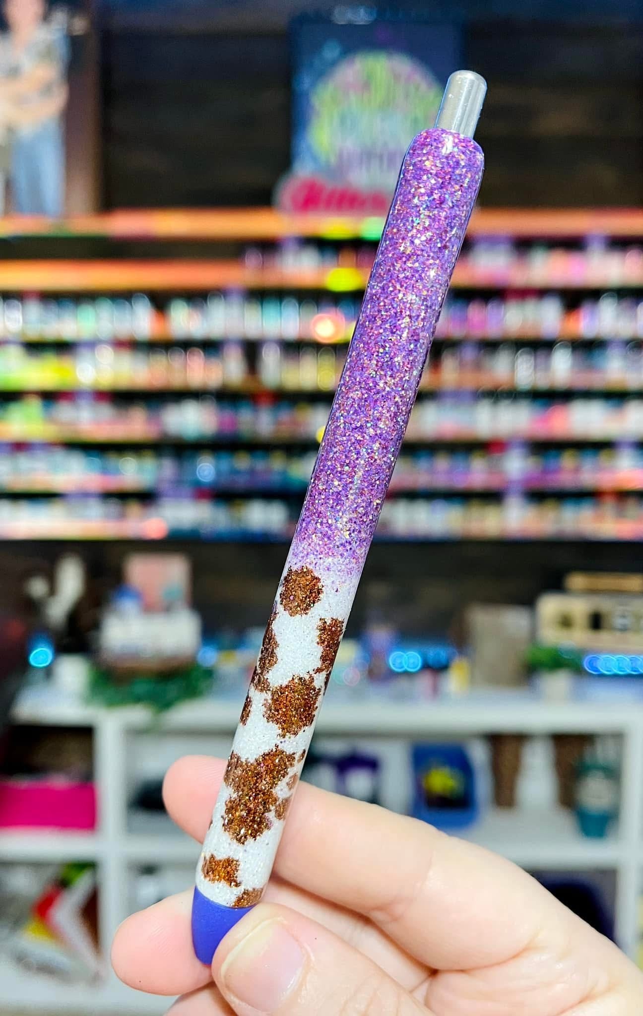 1/2 Cow Print Glitter Pen