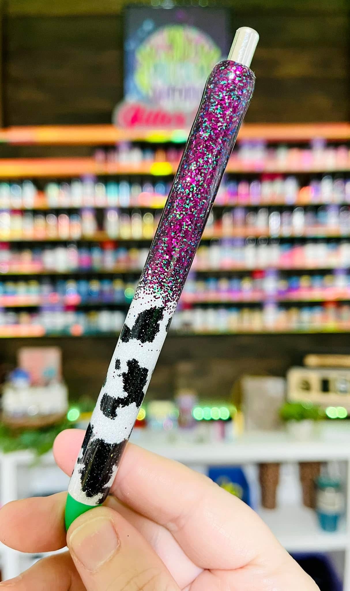 1/2 Cow Print Glitter Pen