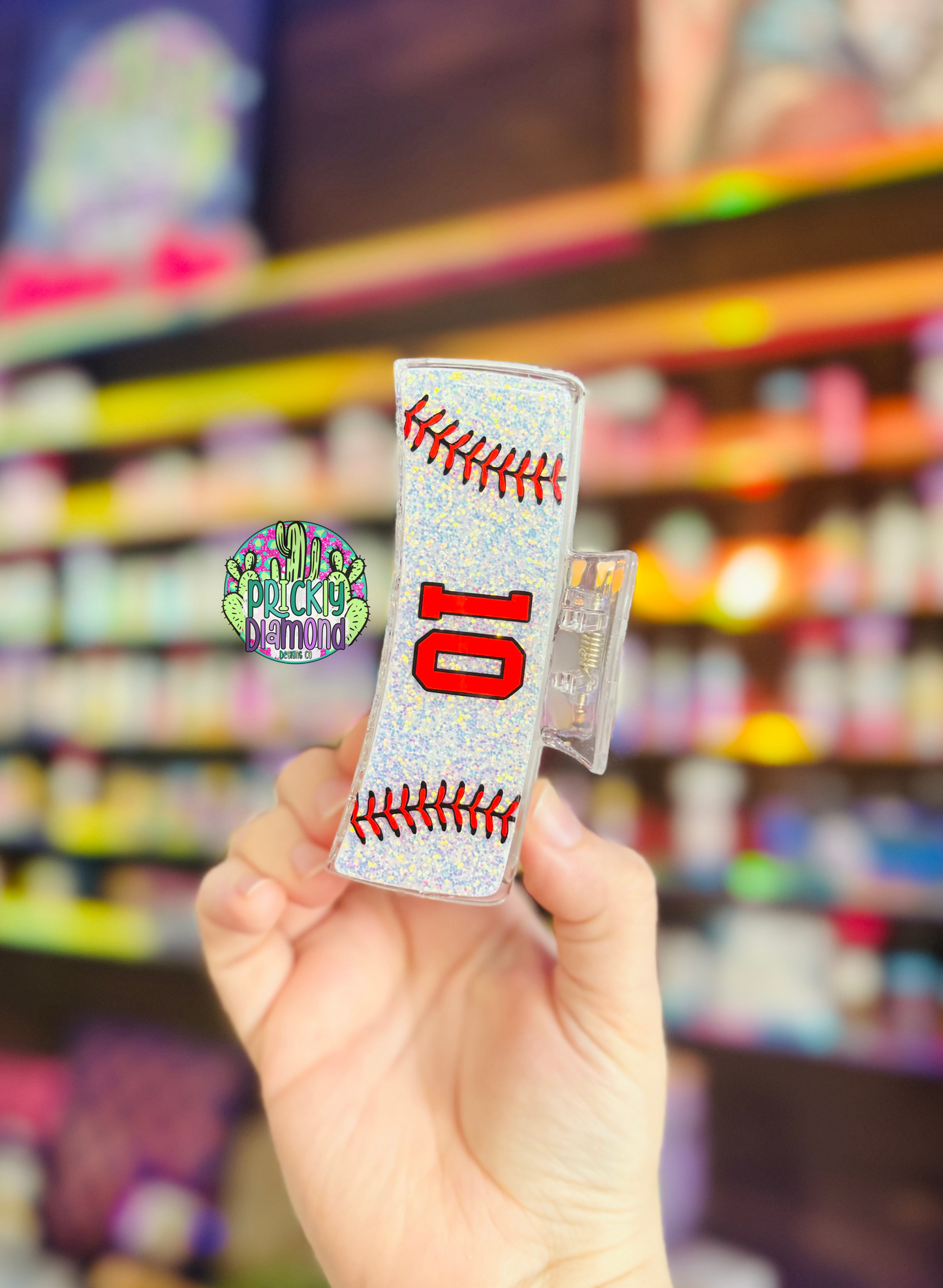 Custom Baseball/Softball Glitter Large (4 in) Hair Claw Clip