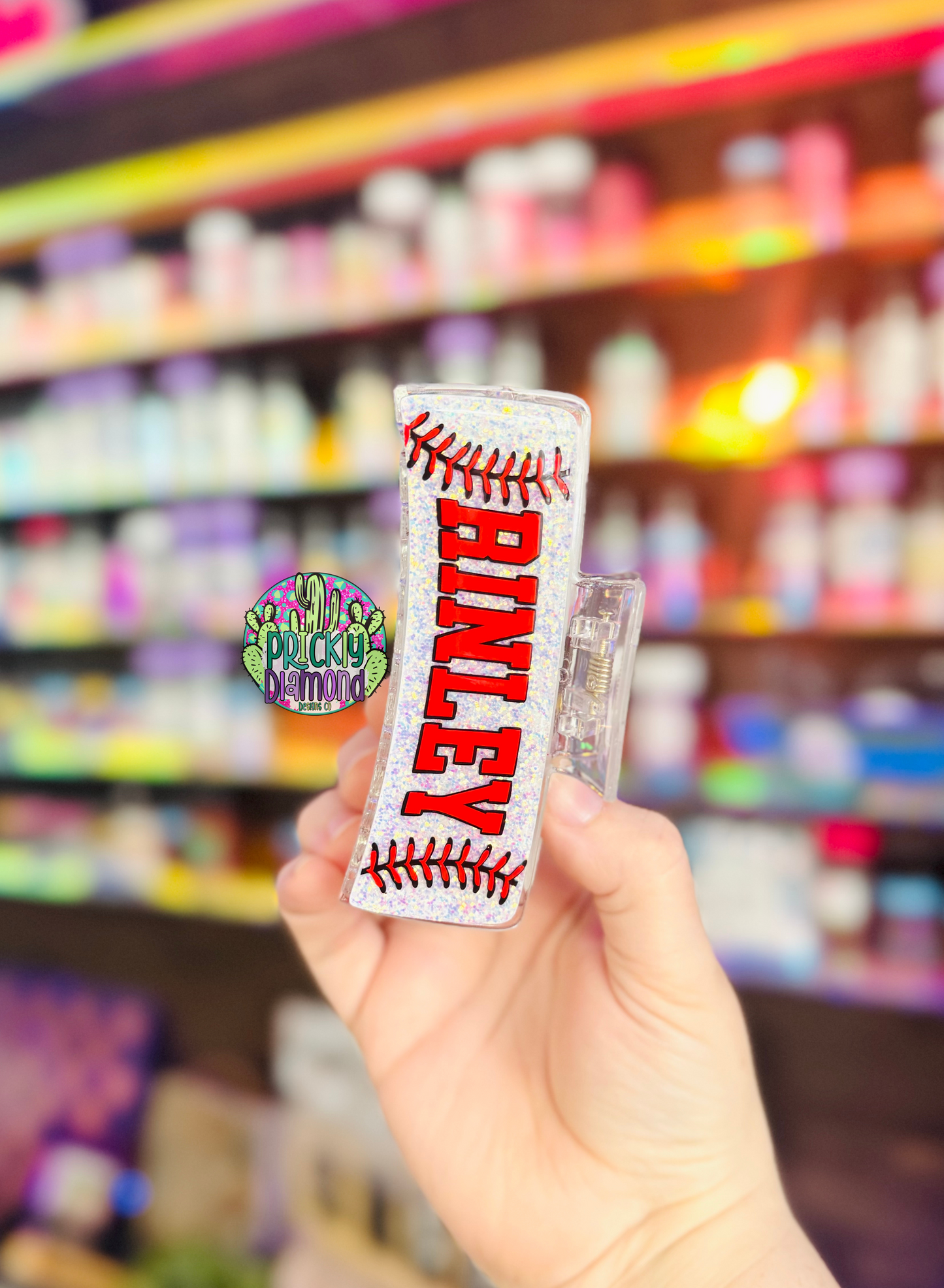 Custom Baseball/Softball Glitter Large (4 in) Hair Claw Clip