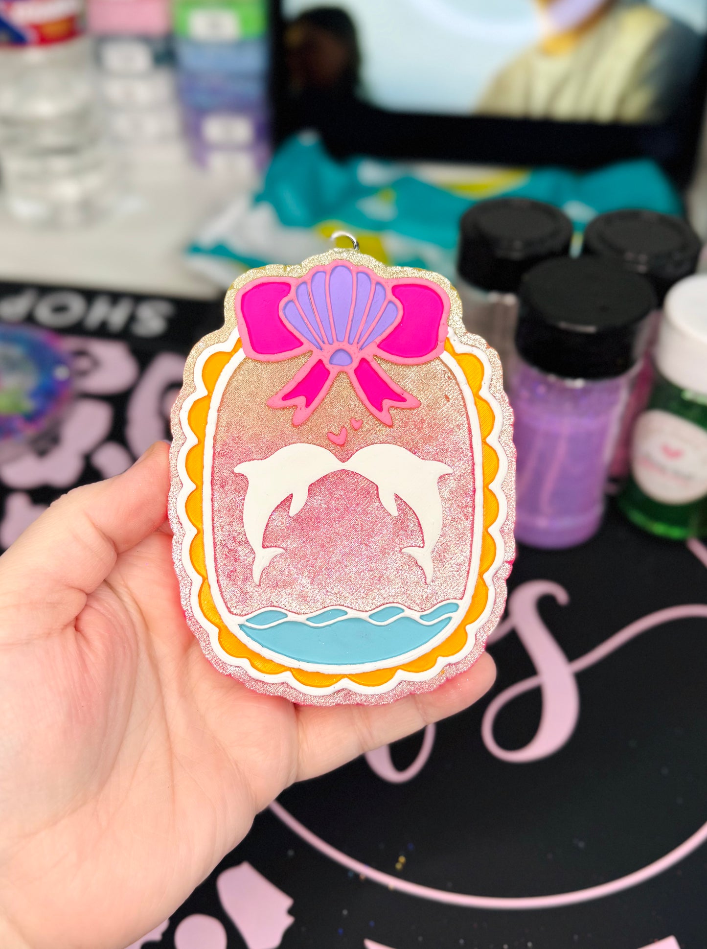 DOLPHINS IN PINK COCONUT CALYPSO