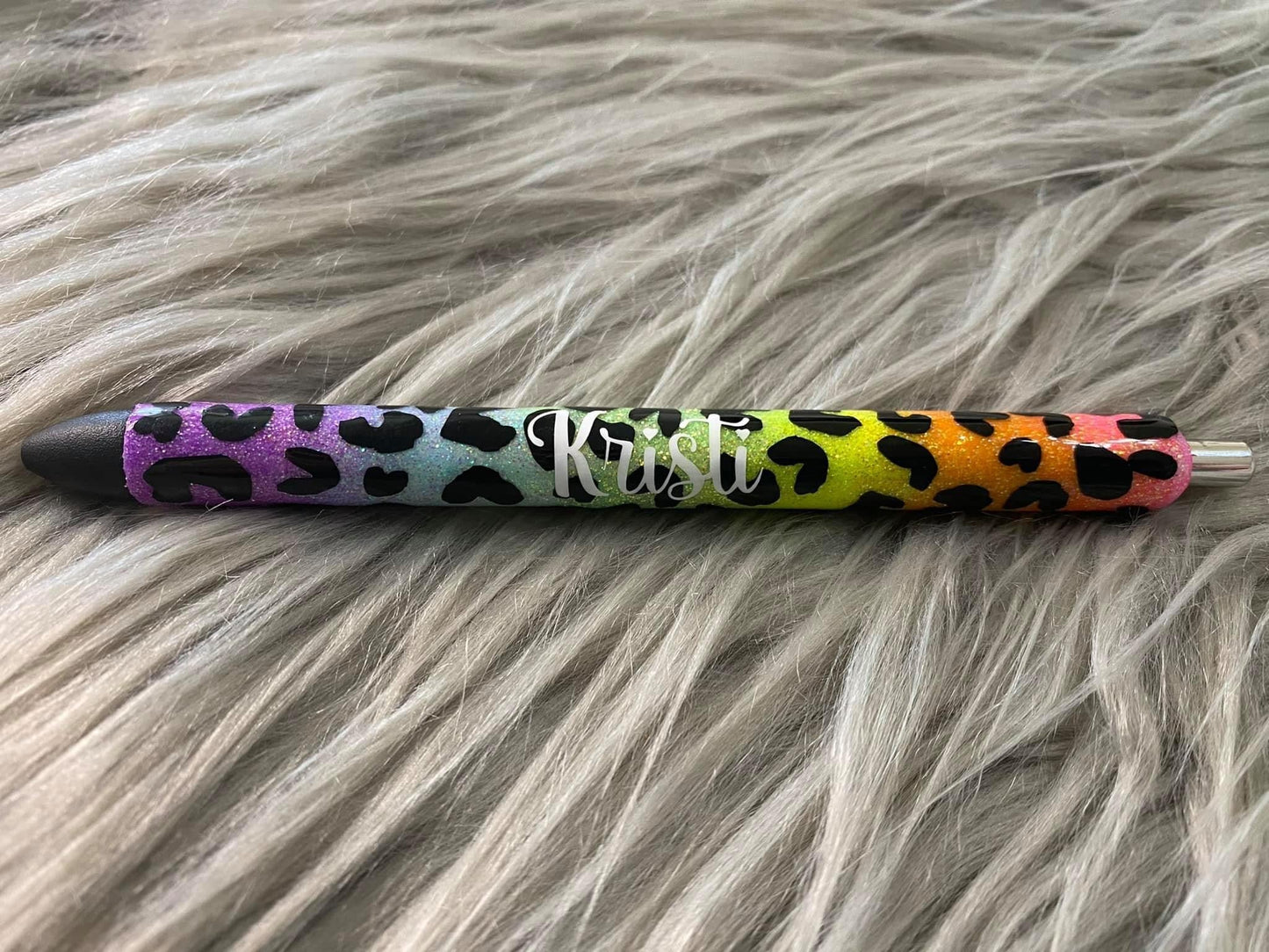 Rainbow Leopard Glitter Pen