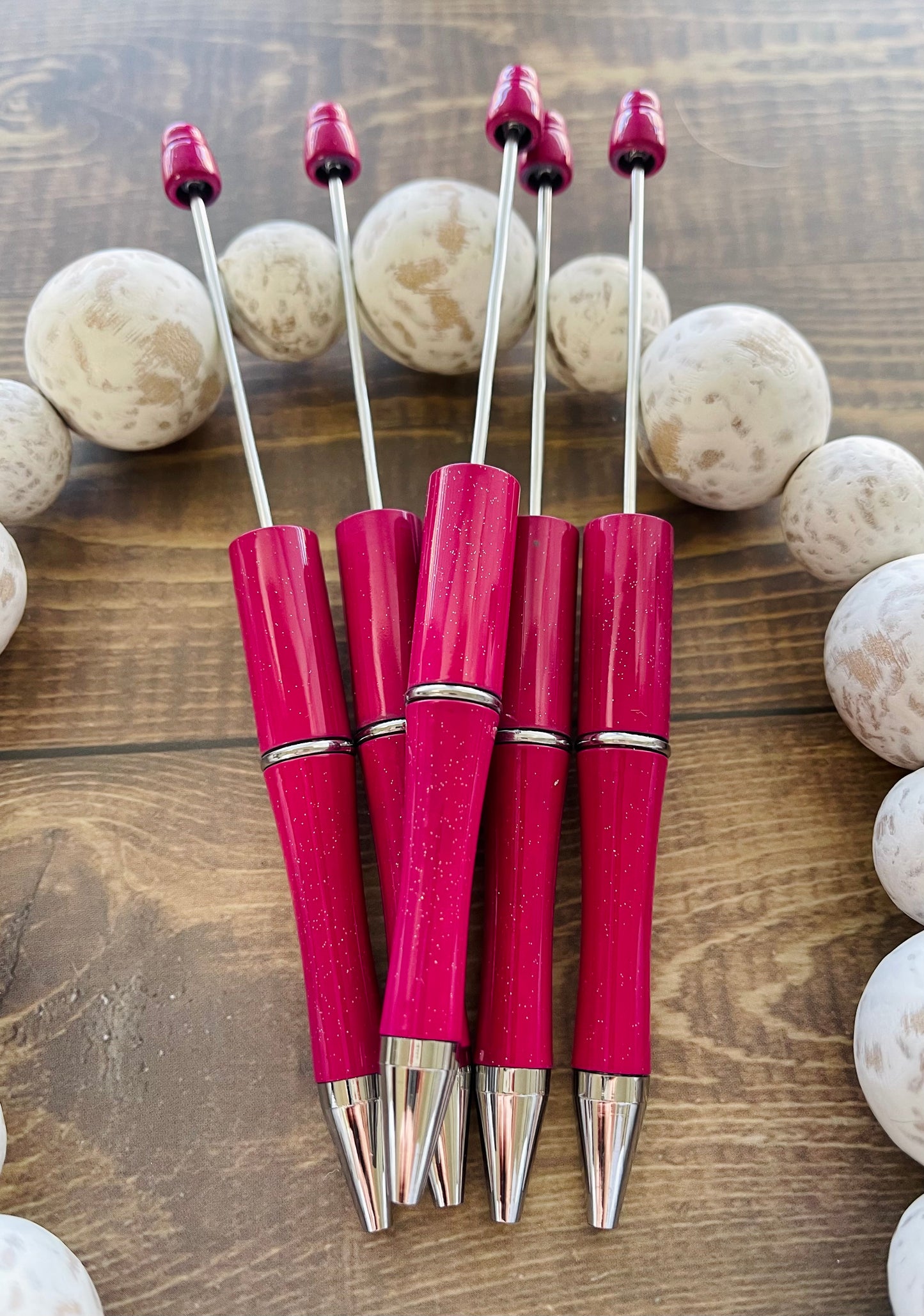 Dark Pink With Sparkle Bead-able Pen