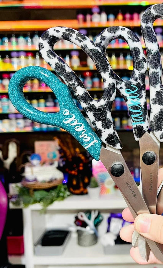 1/2 Cow Print Glitter Scissors