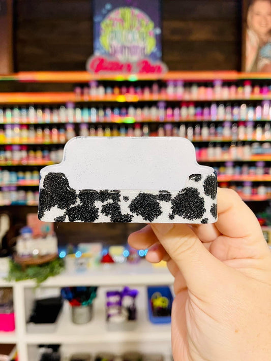 Full Cow Print Glitter Business Card Holder