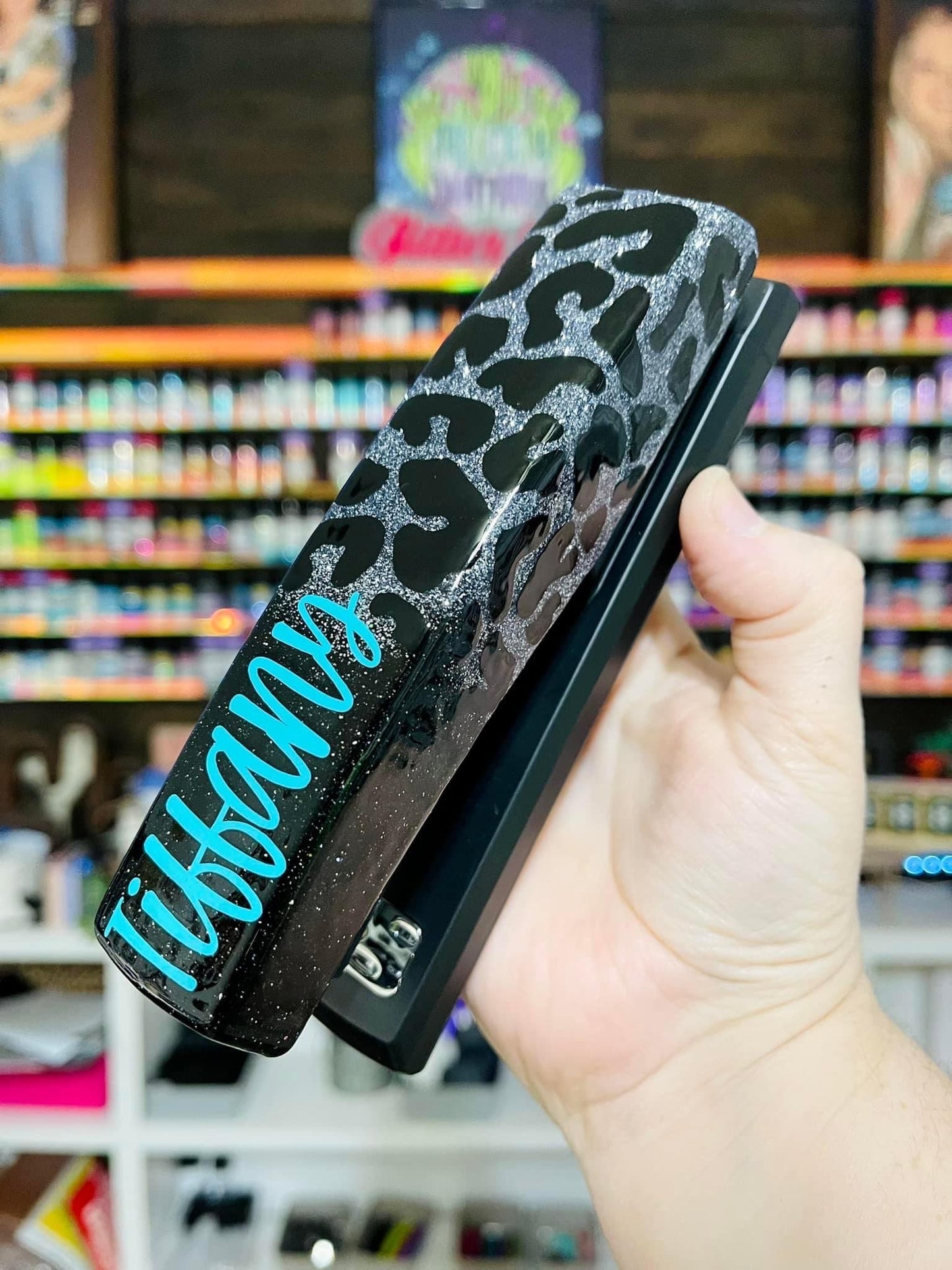 1/2 Leopard Glitter Stapler