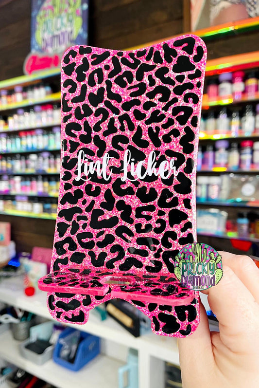 Custom Full Leopard Glitter Phone Stand