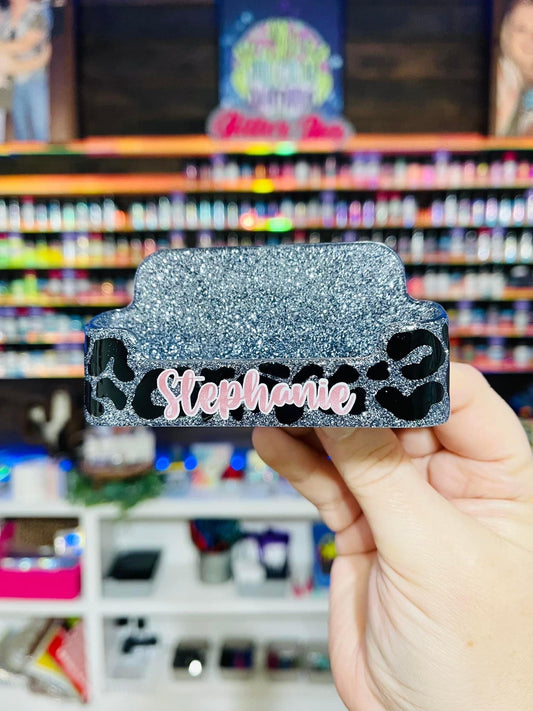 Full Leopard Glitter Business Card Holder