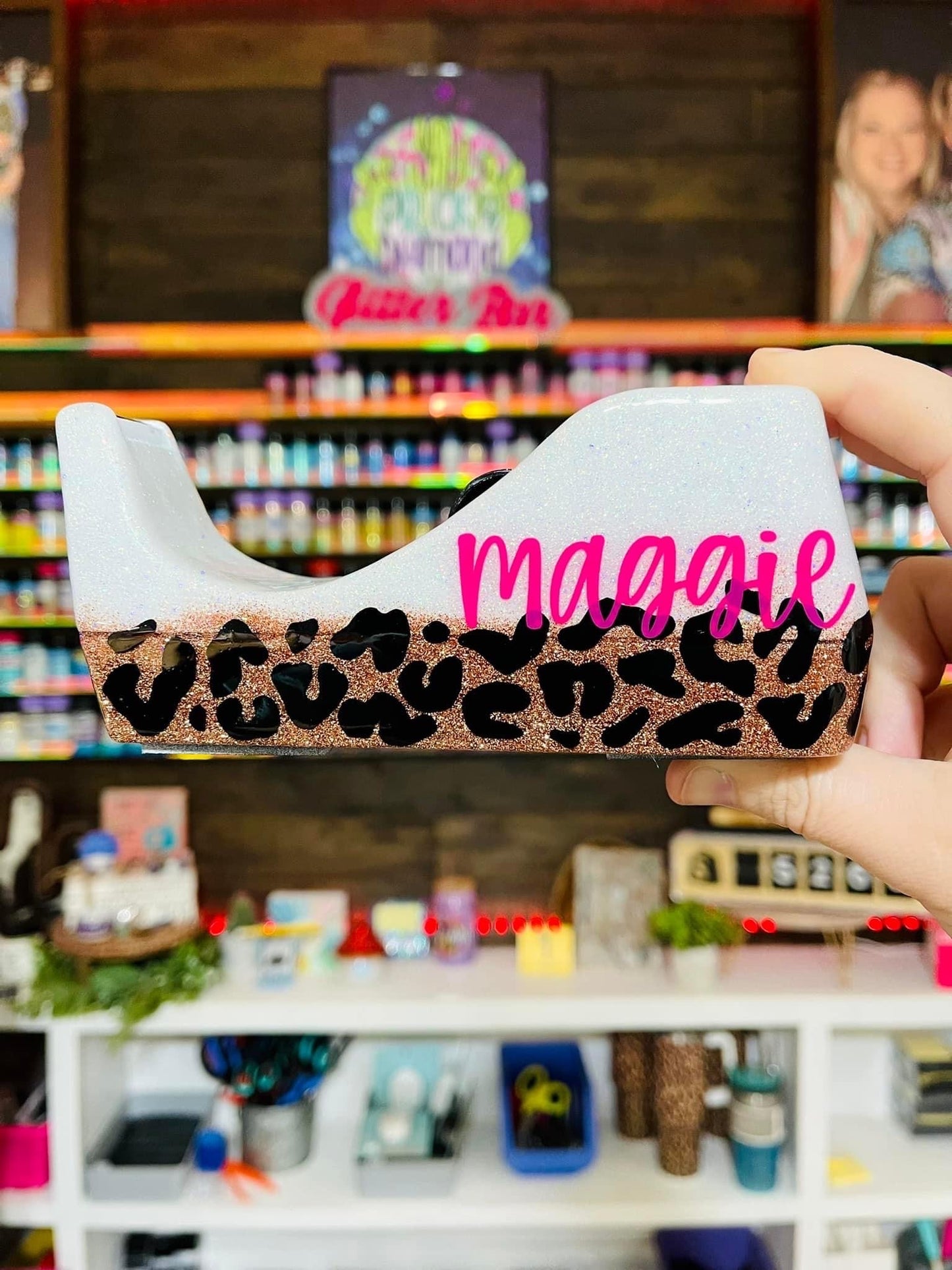 1/2 Leopard Glitter Tape Dispenser