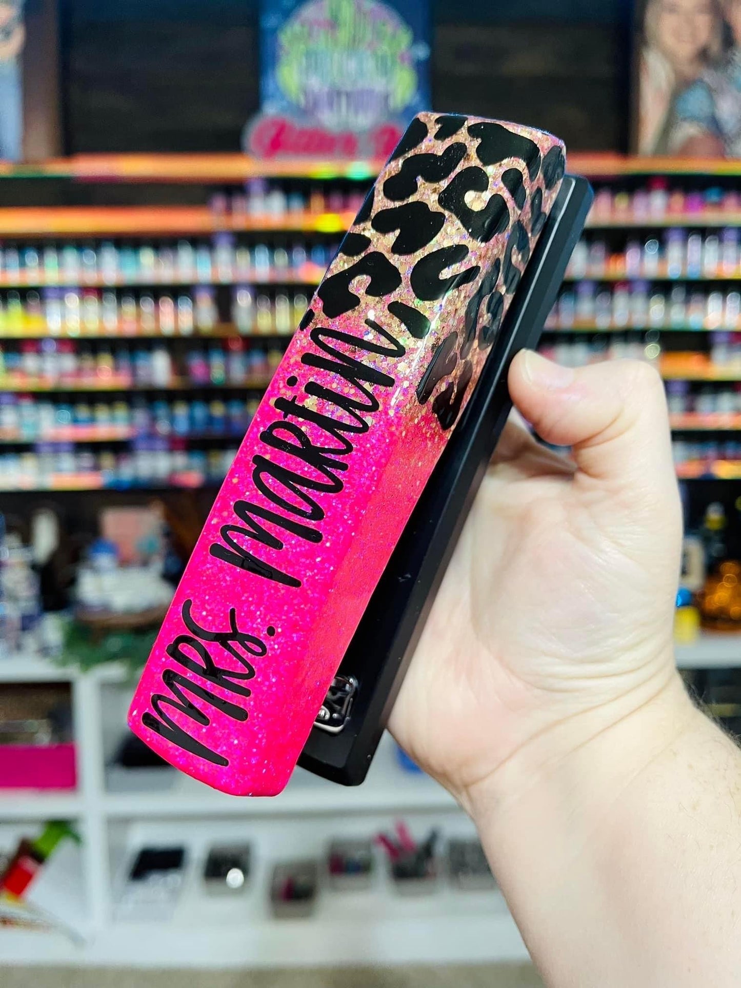 1/2 Leopard Glitter Stapler