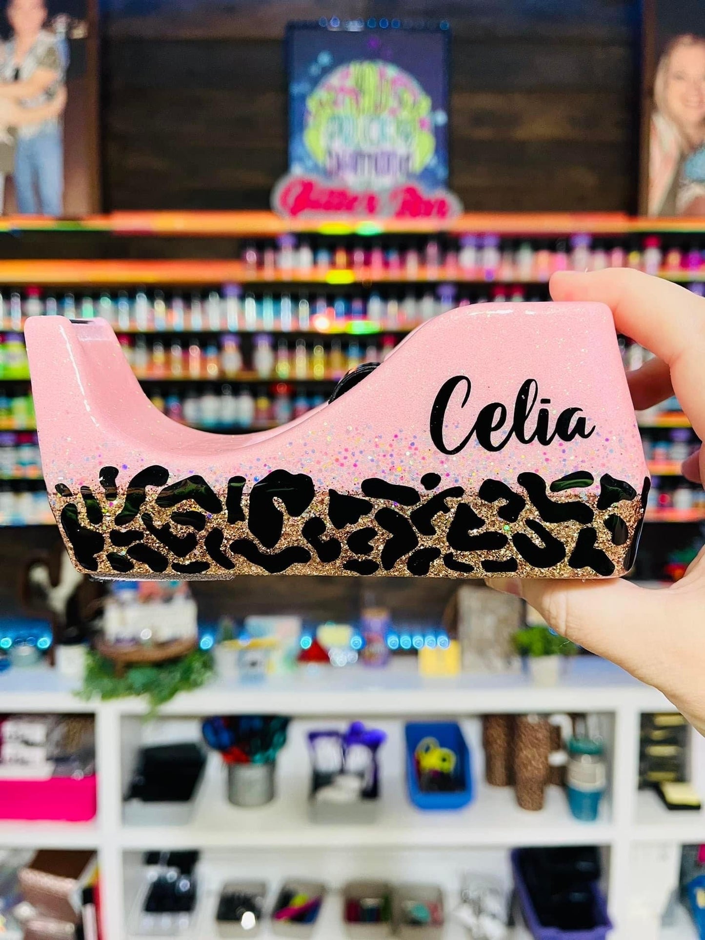 1/2 Leopard Glitter Tape Dispenser