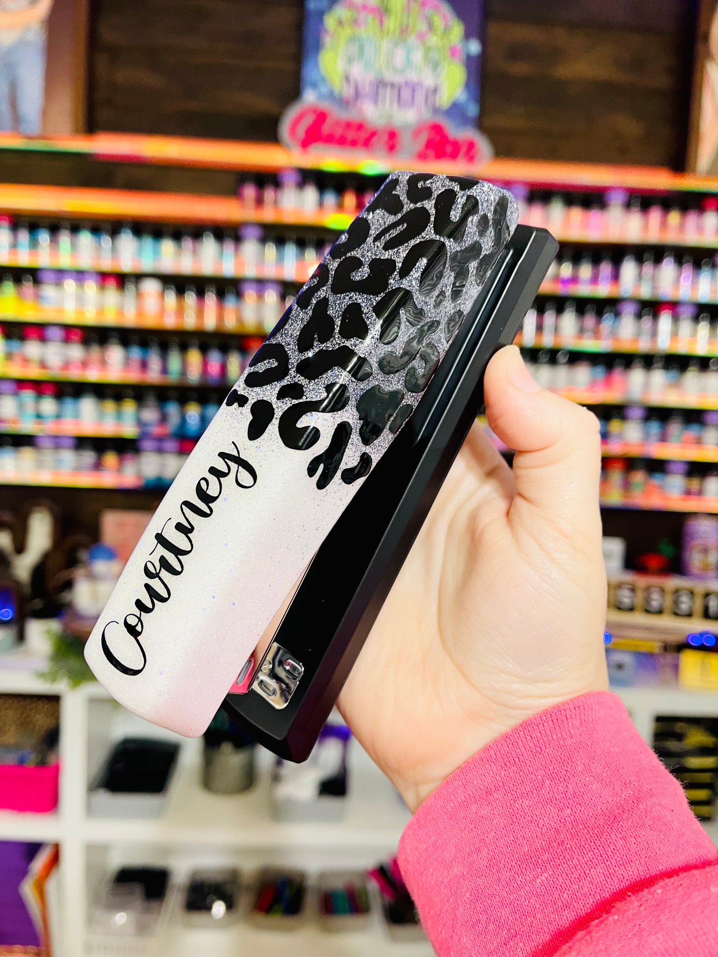 1/2 Leopard Glitter Stapler