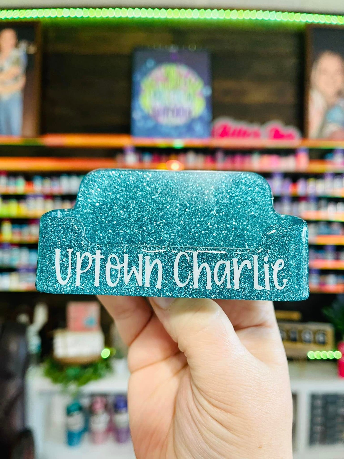 Single Color Glitter Business Card Holder