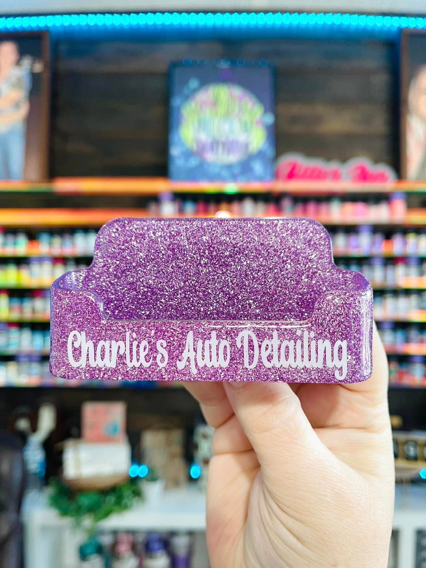 Single Color Glitter Business Card Holder