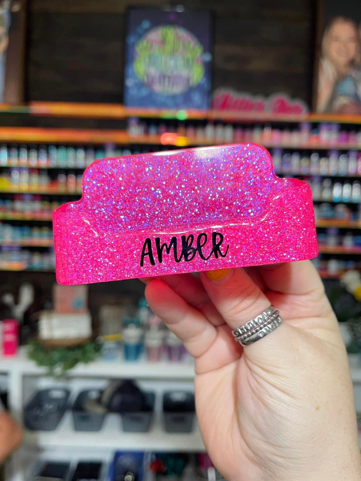 Single Color Glitter Business Card Holder