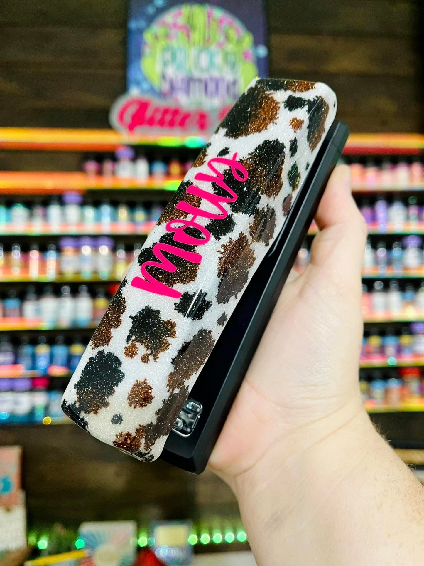 Full Cow Print Glitter Stapler