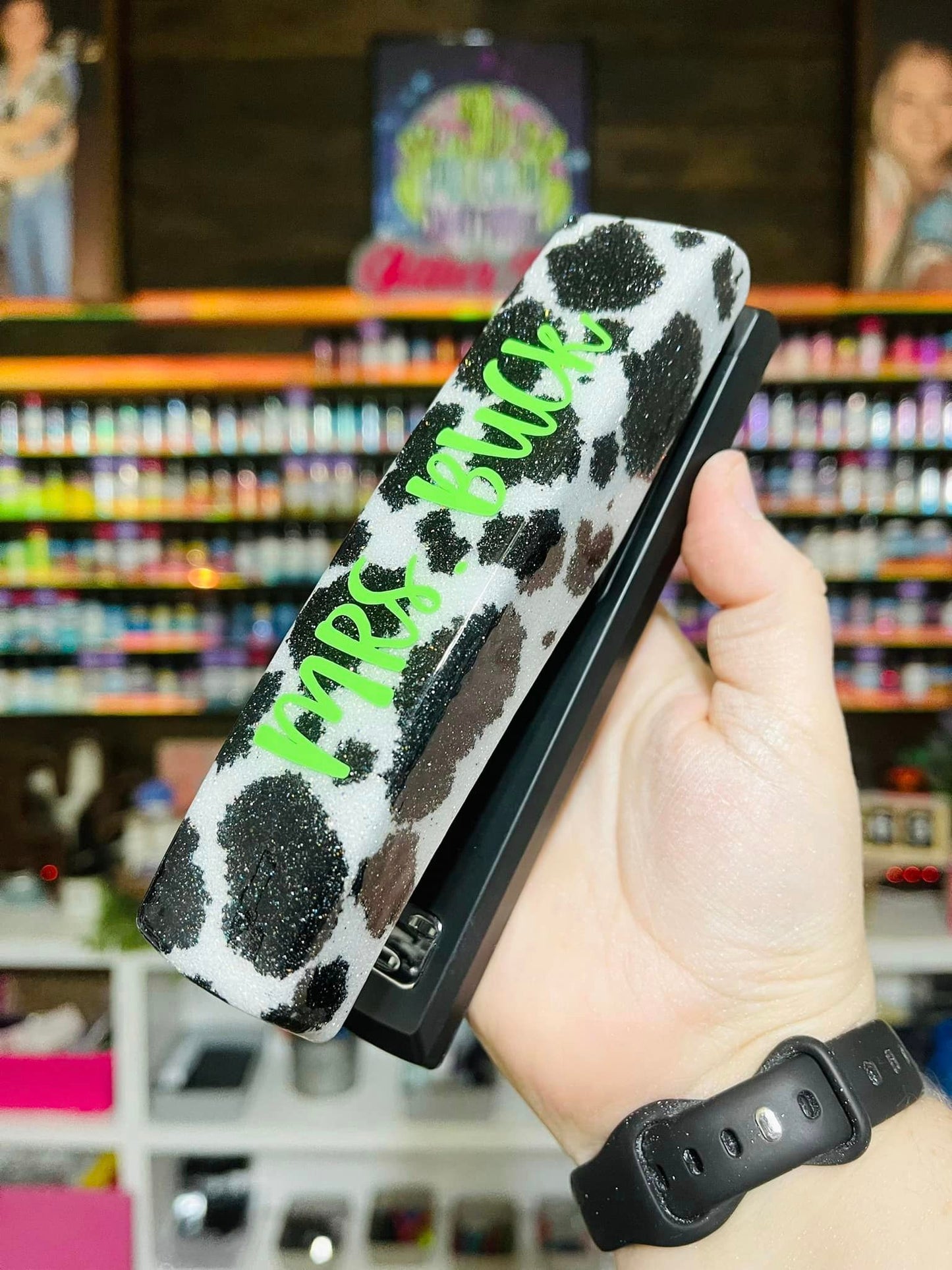 Full Cow Print Glitter Stapler
