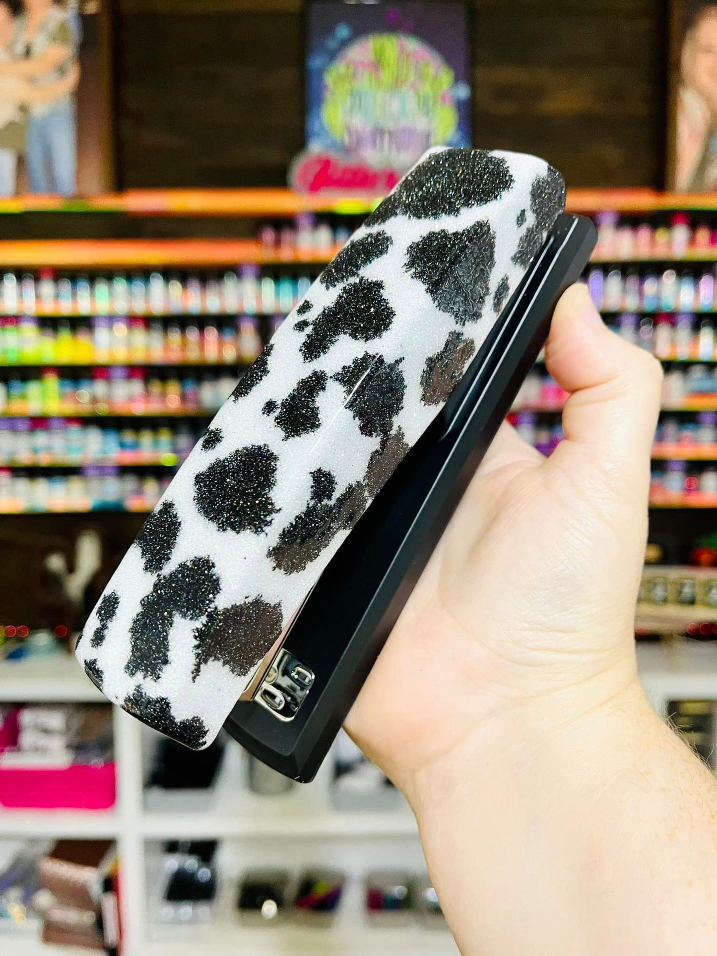 Full Cow Print Glitter Stapler