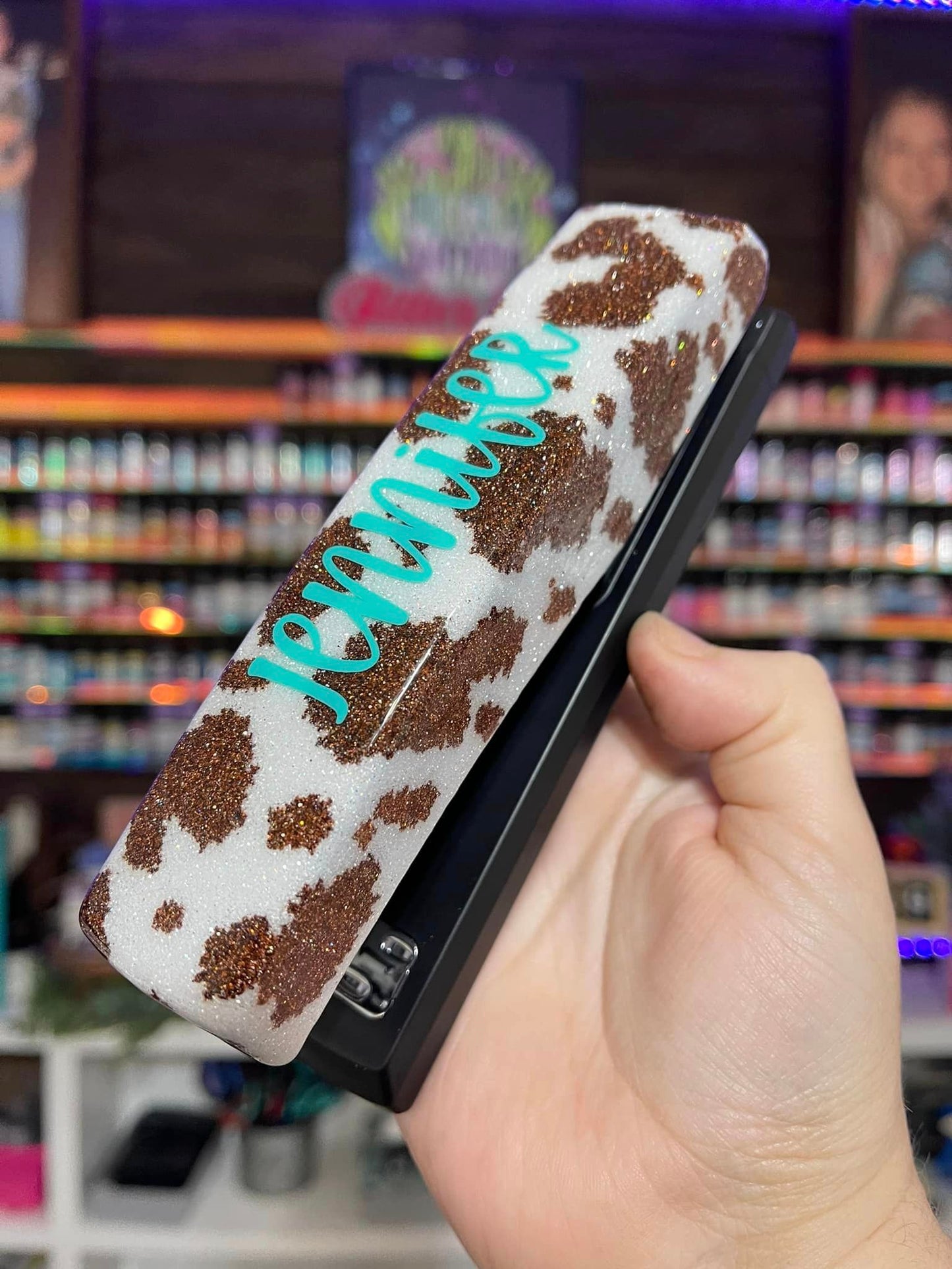 Full Cow Print Glitter Stapler
