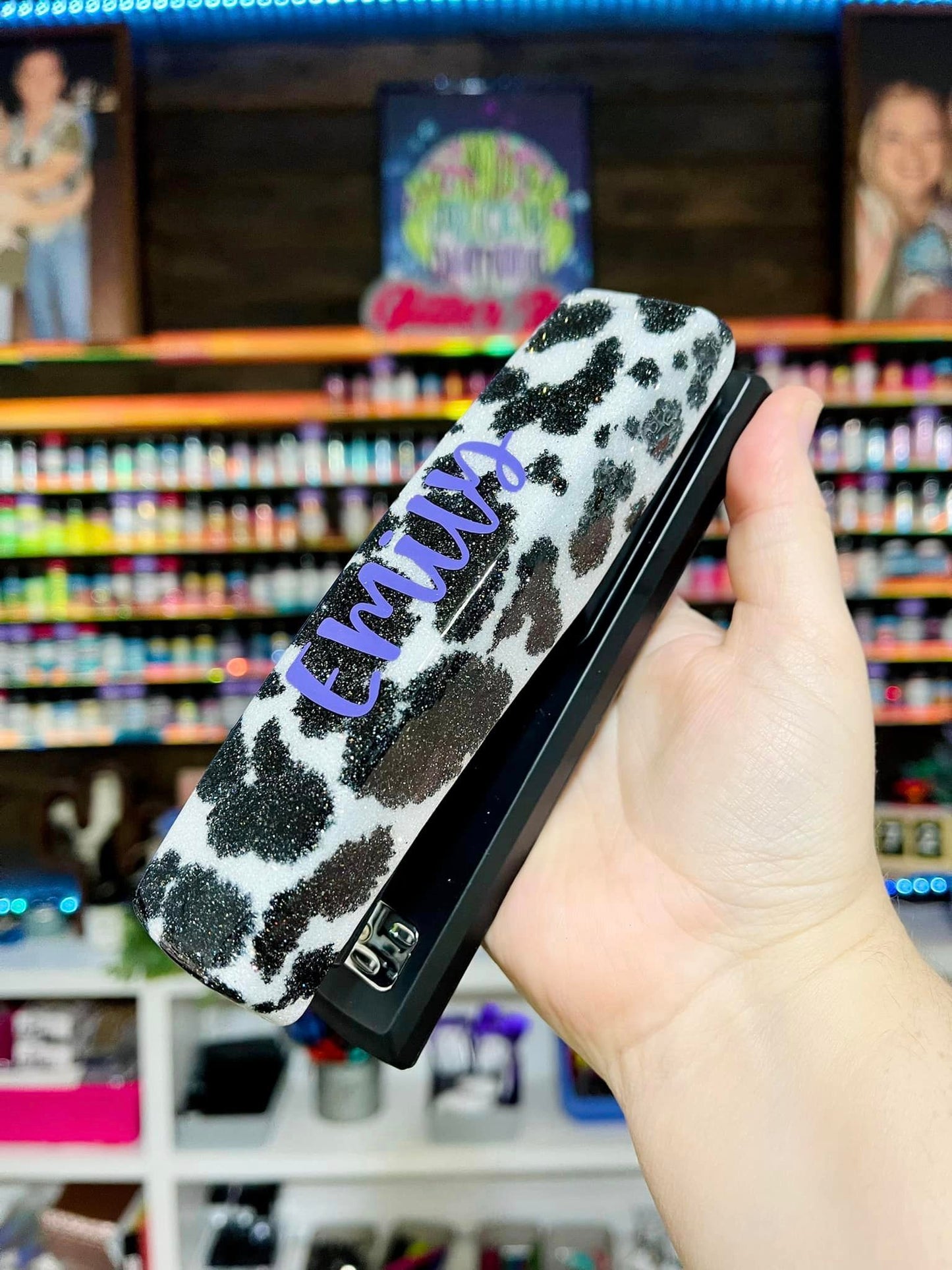 Full Cow Print Glitter Stapler