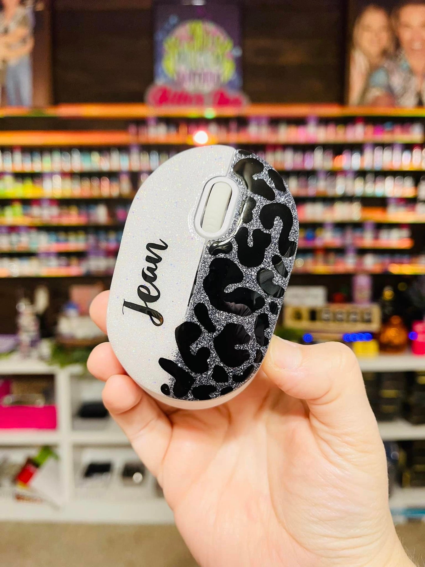 1/2 Leopard Glitter Wireless Computer Mouse