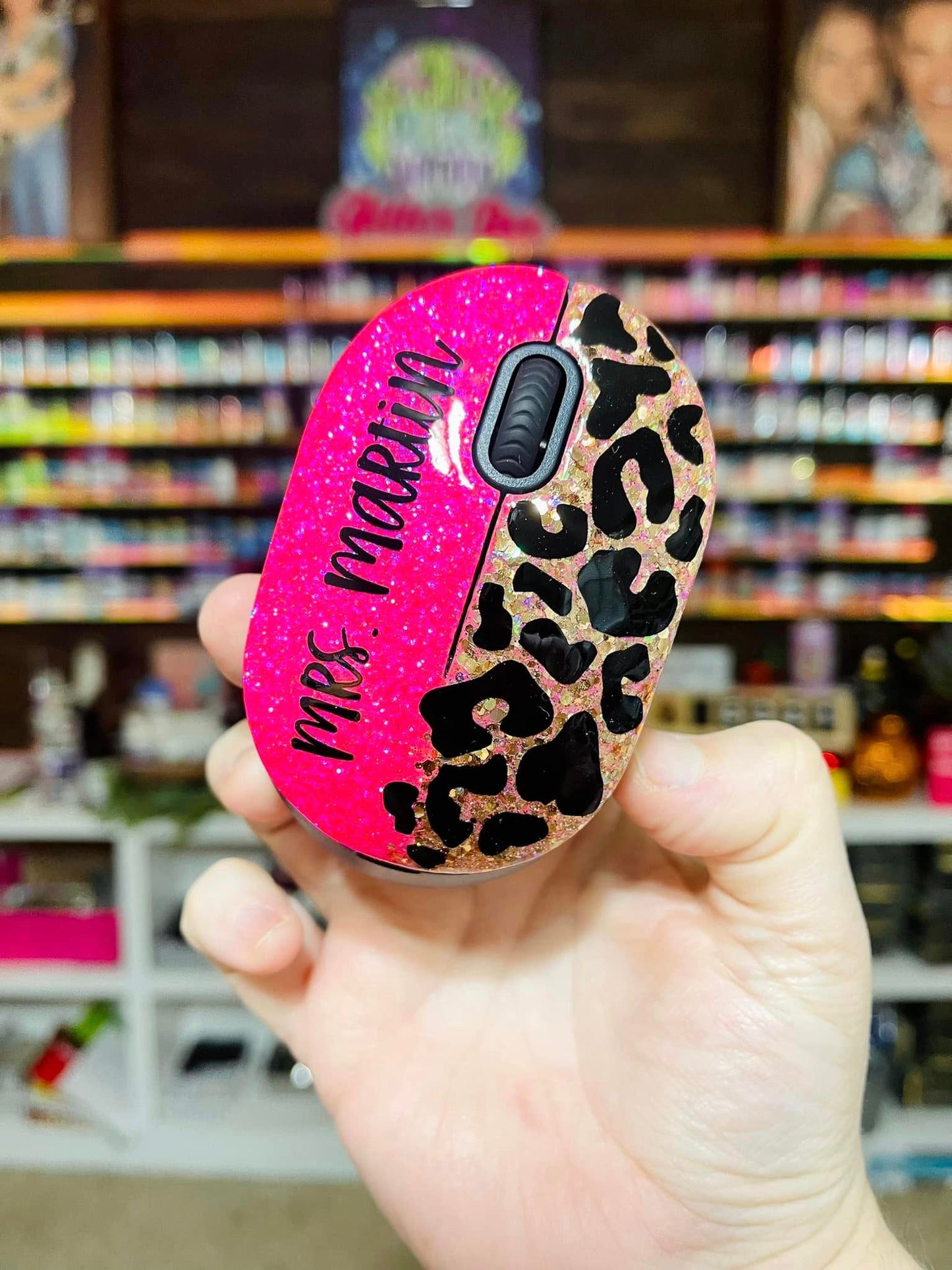 1/2 Leopard Glitter Wireless Computer Mouse
