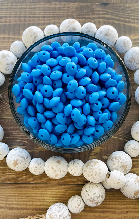 Blue Silicone Lentil Beads 12MM (10 pc)