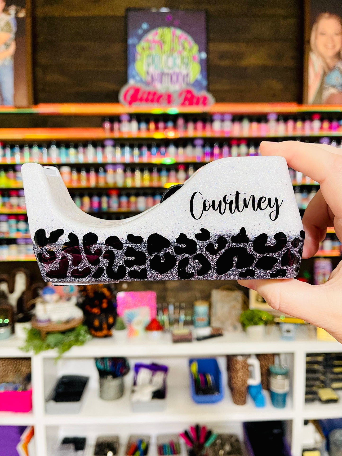 1/2 Leopard Glitter Tape Dispenser
