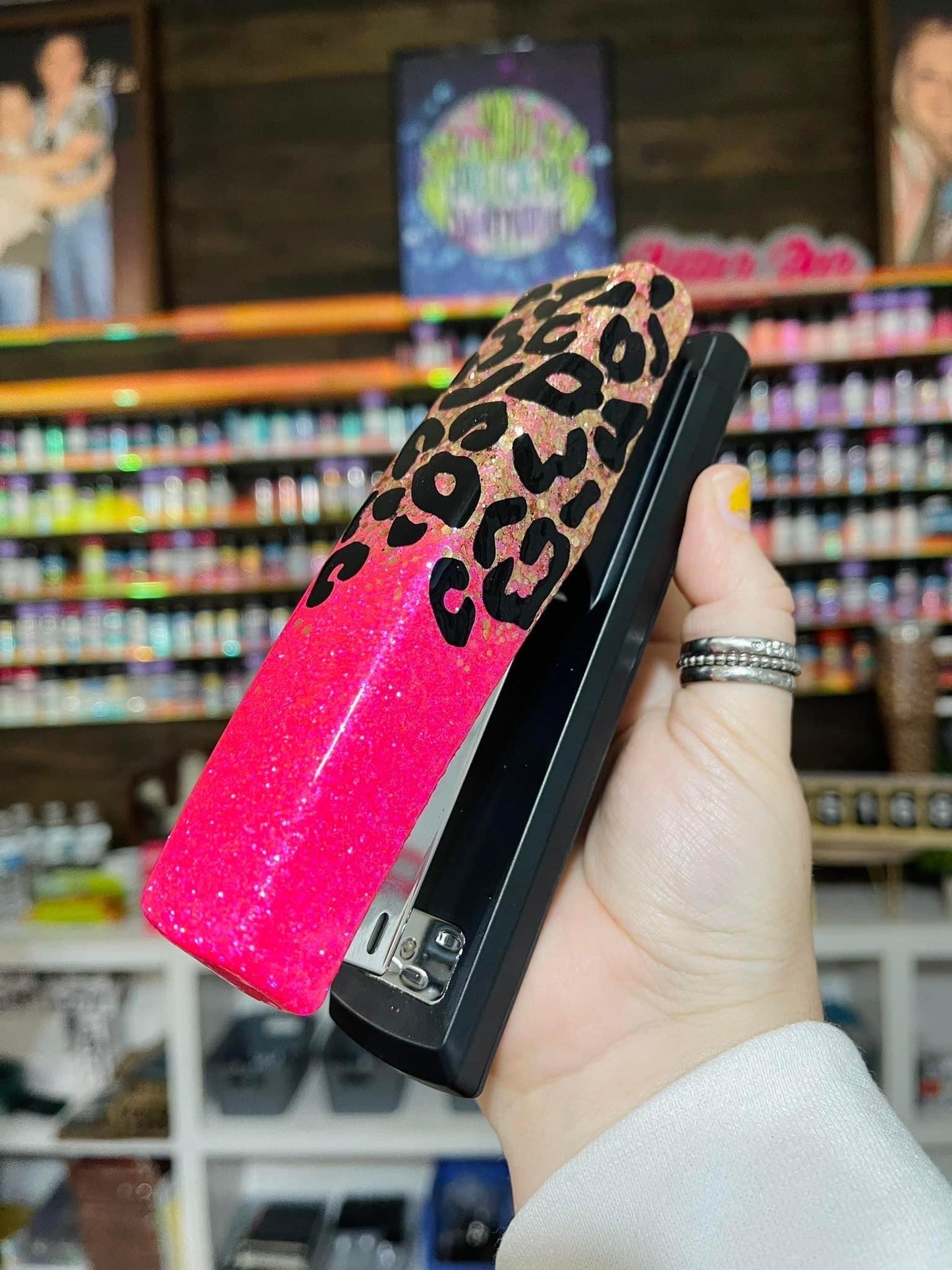 1/2 Leopard Glitter Stapler