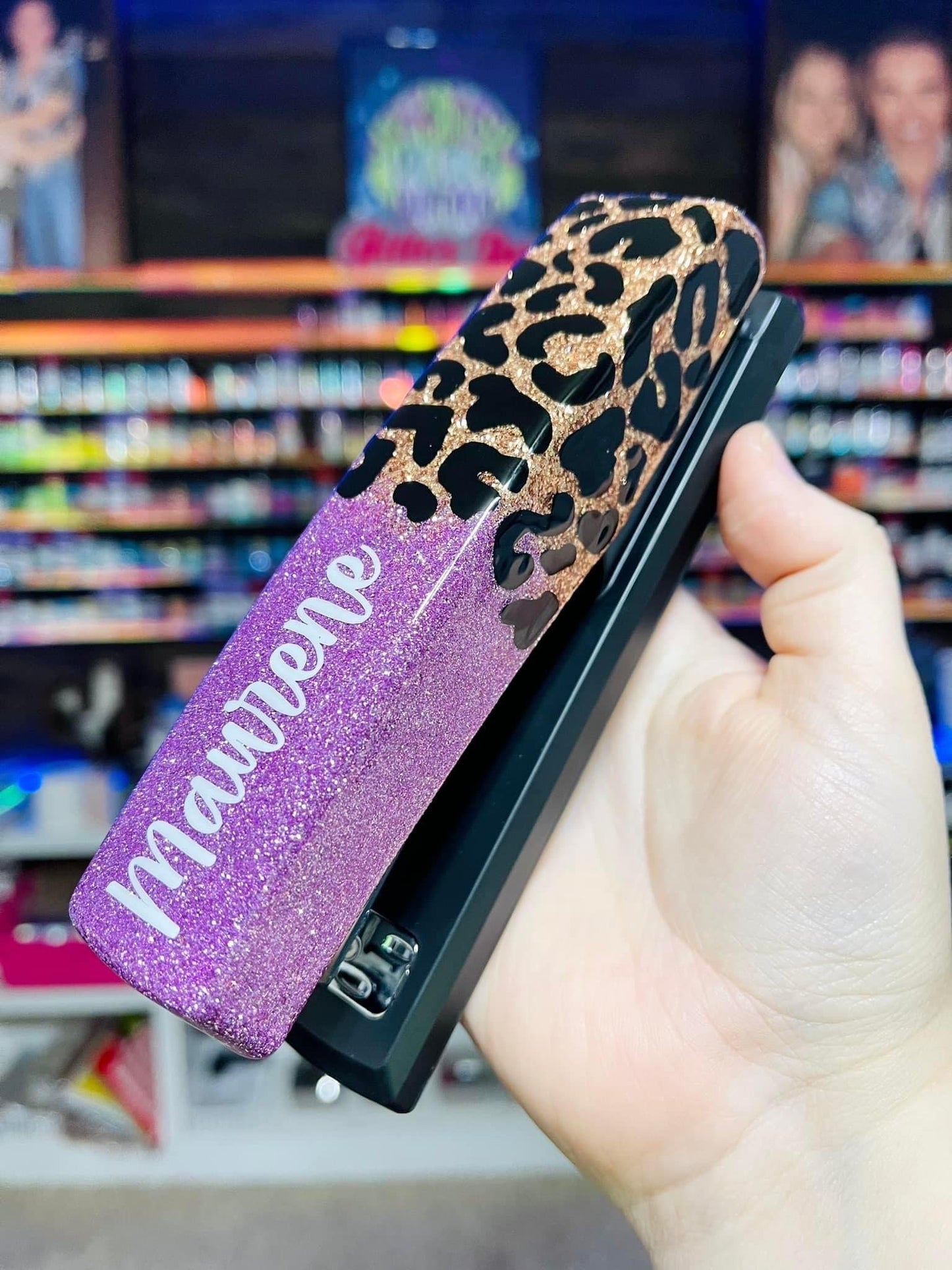 1/2 Leopard Glitter Stapler