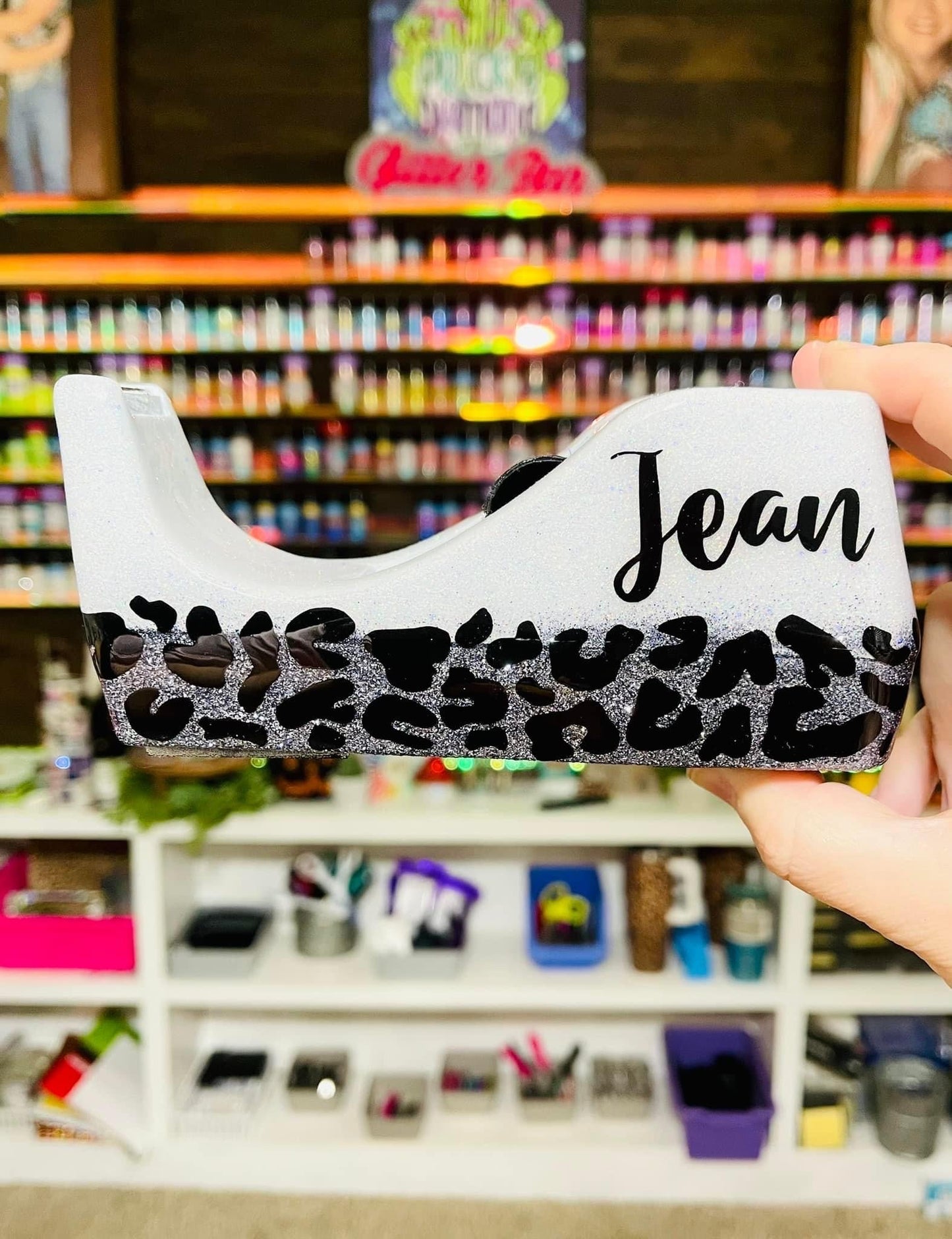 1/2 Leopard Glitter Tape Dispenser