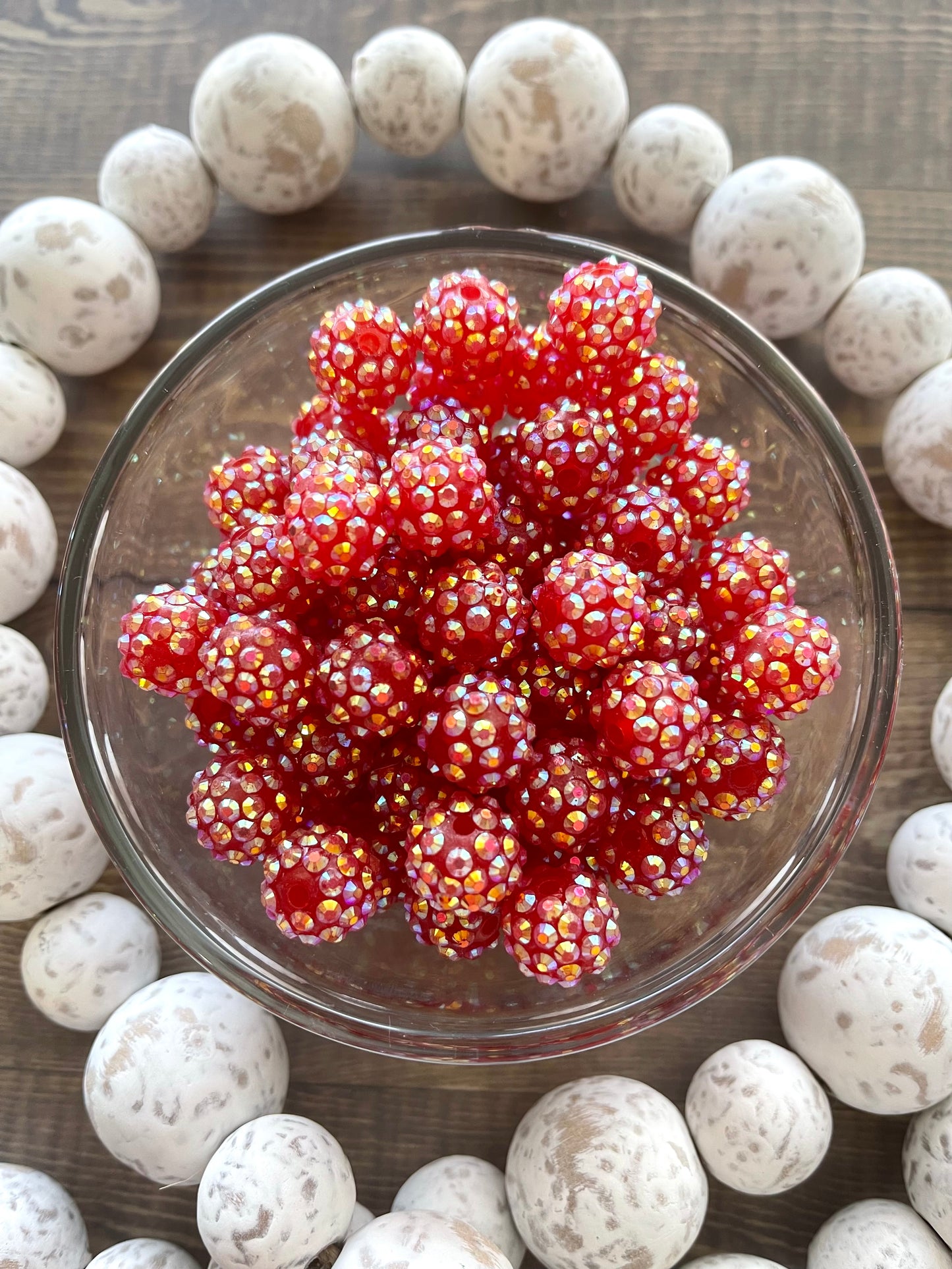 Light Red Rhinestone Beads 14MM (10 pc)