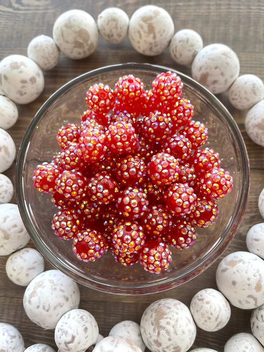 Light Red Rhinestone Beads 14MM (10 pc)