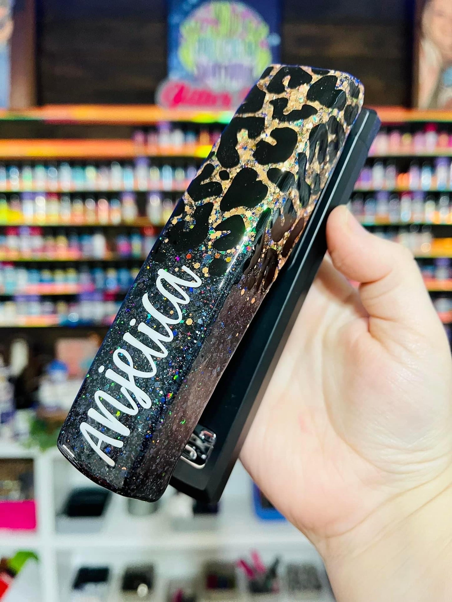 1/2 Leopard Glitter Stapler