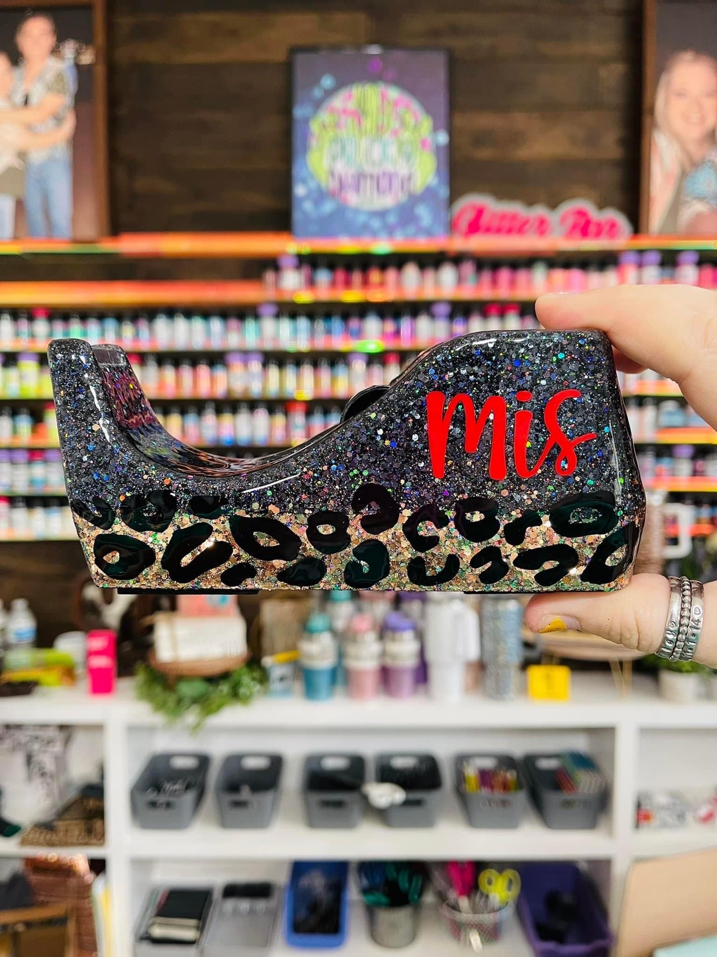 1/2 Leopard Glitter Tape Dispenser
