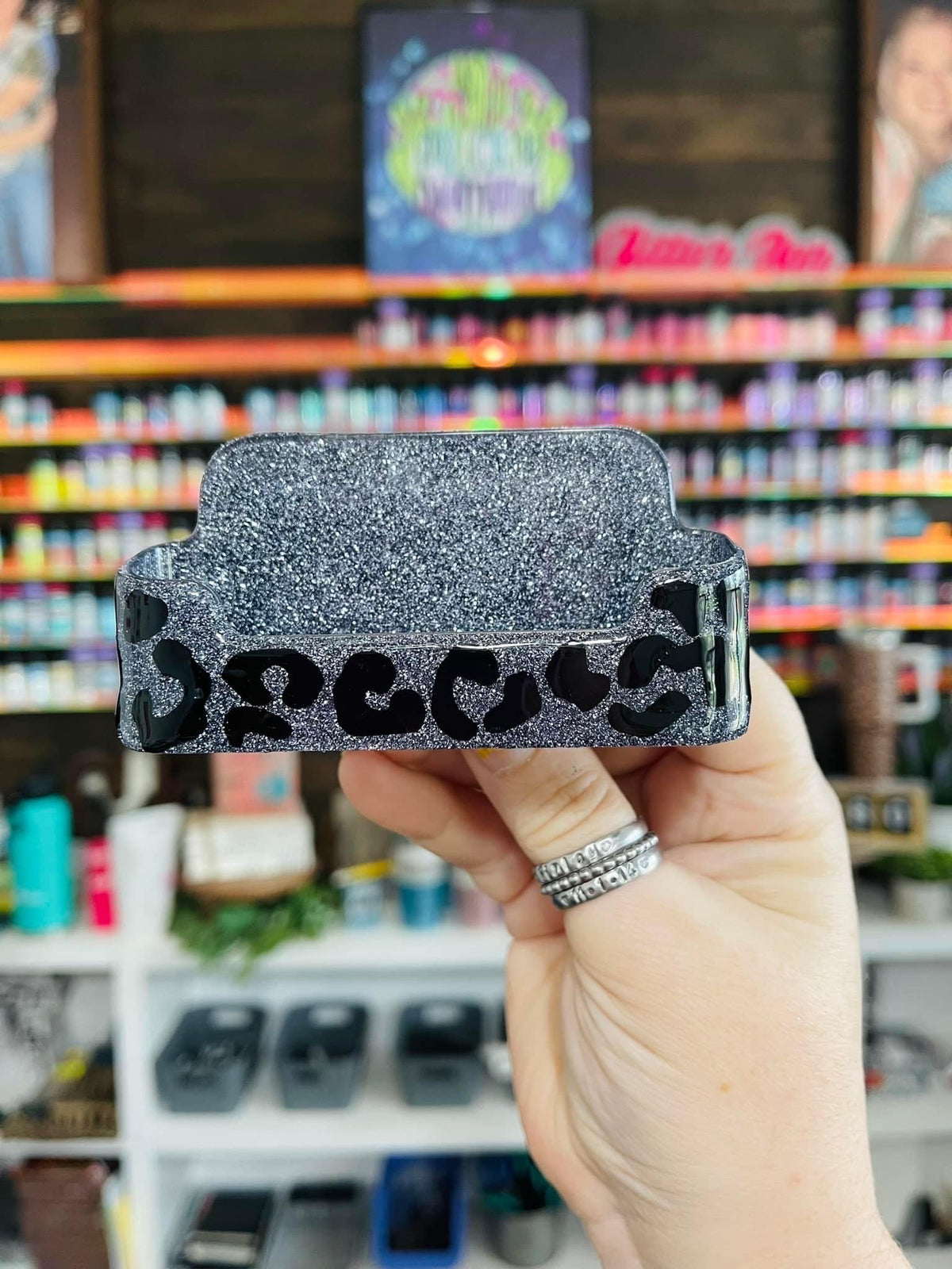 Full Leopard Glitter Business Card Holder