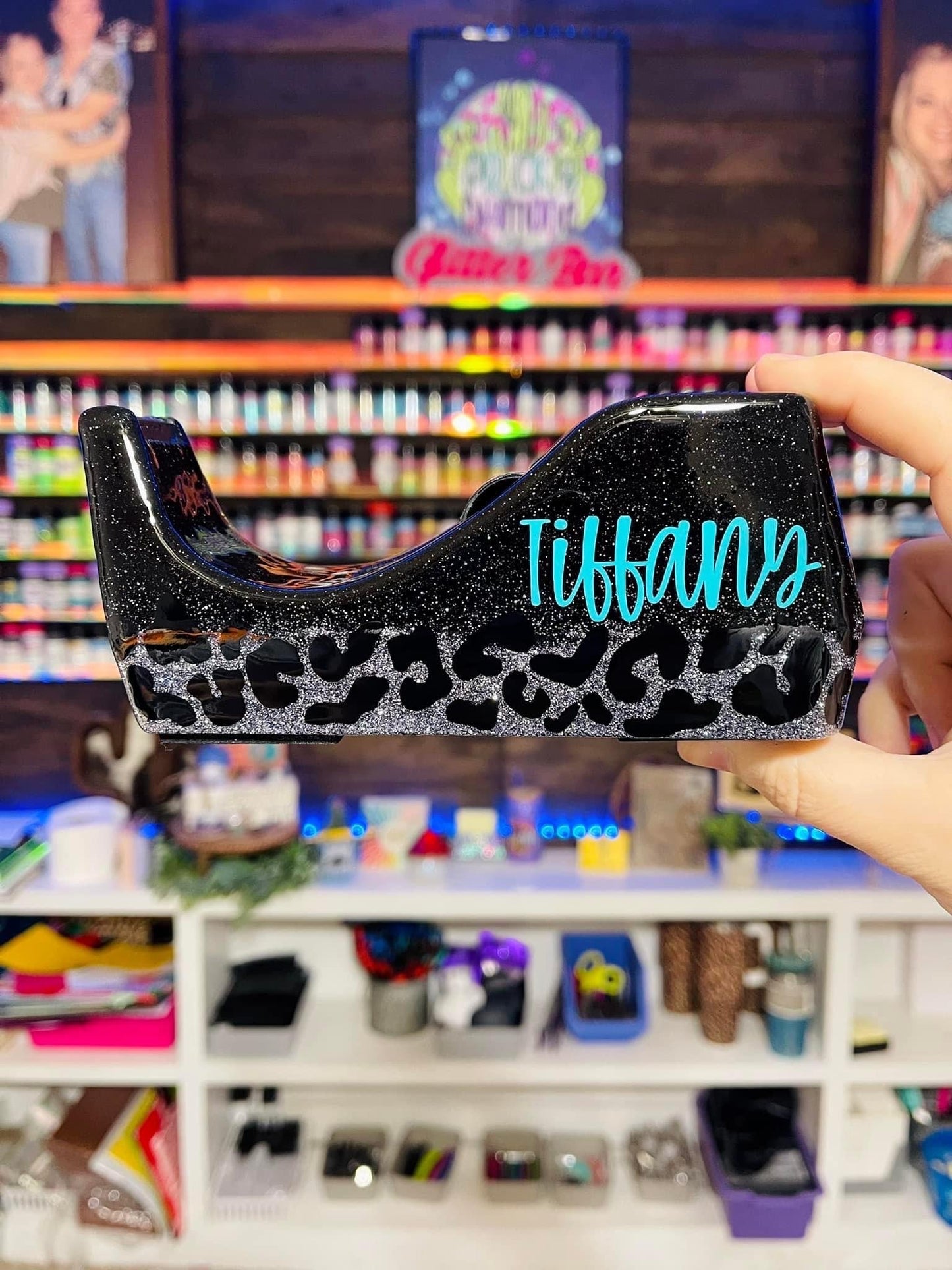 1/2 Leopard Glitter Tape Dispenser