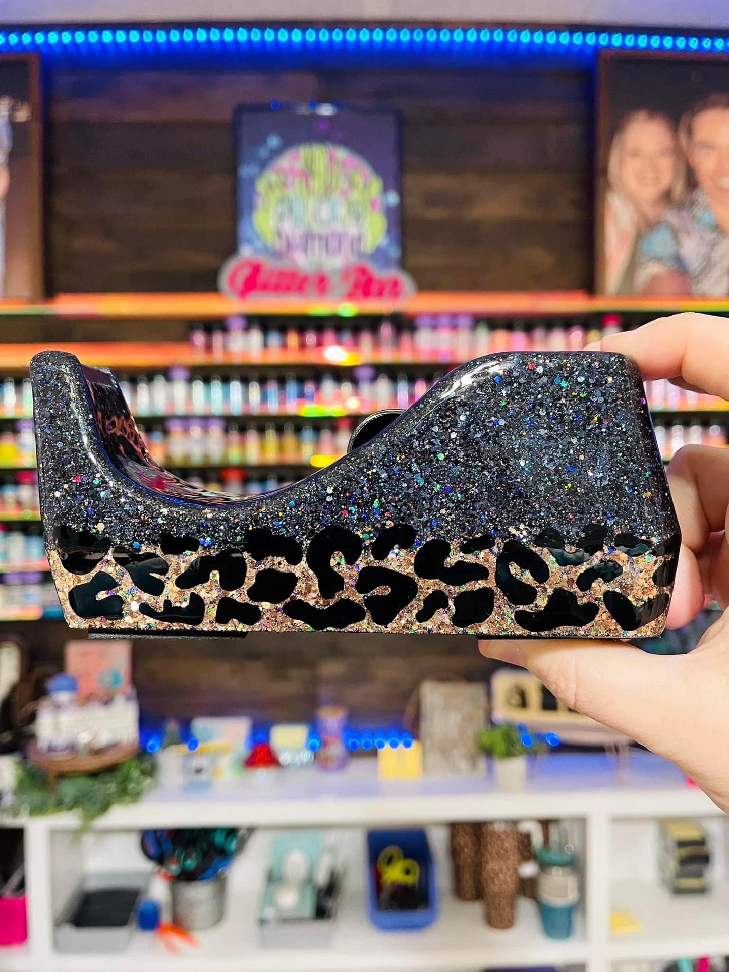 1/2 Leopard Glitter Tape Dispenser