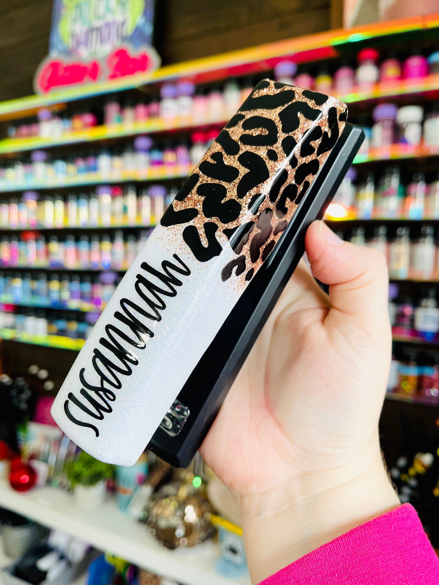 1/2 Leopard Glitter Stapler
