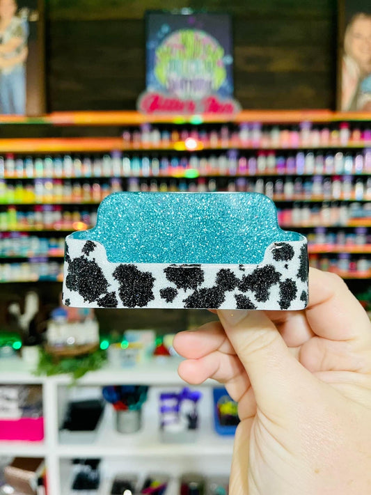 1/2 Cow Print Glitter Business Card Holder