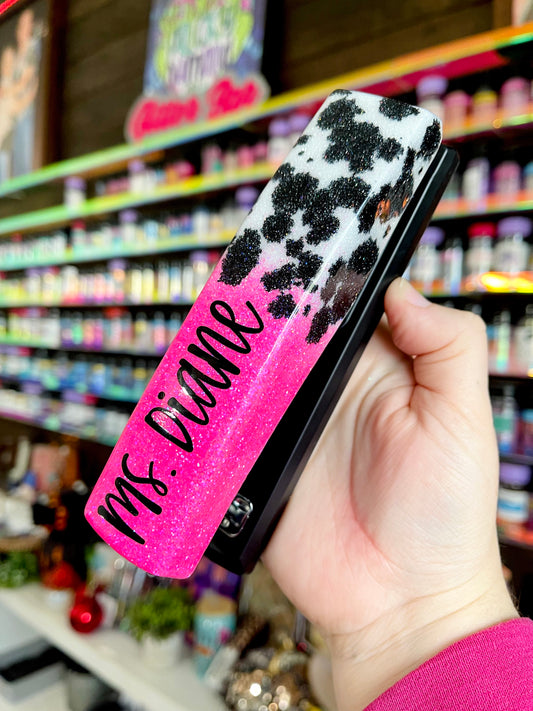1/2 Cow Print Glitter Stapler