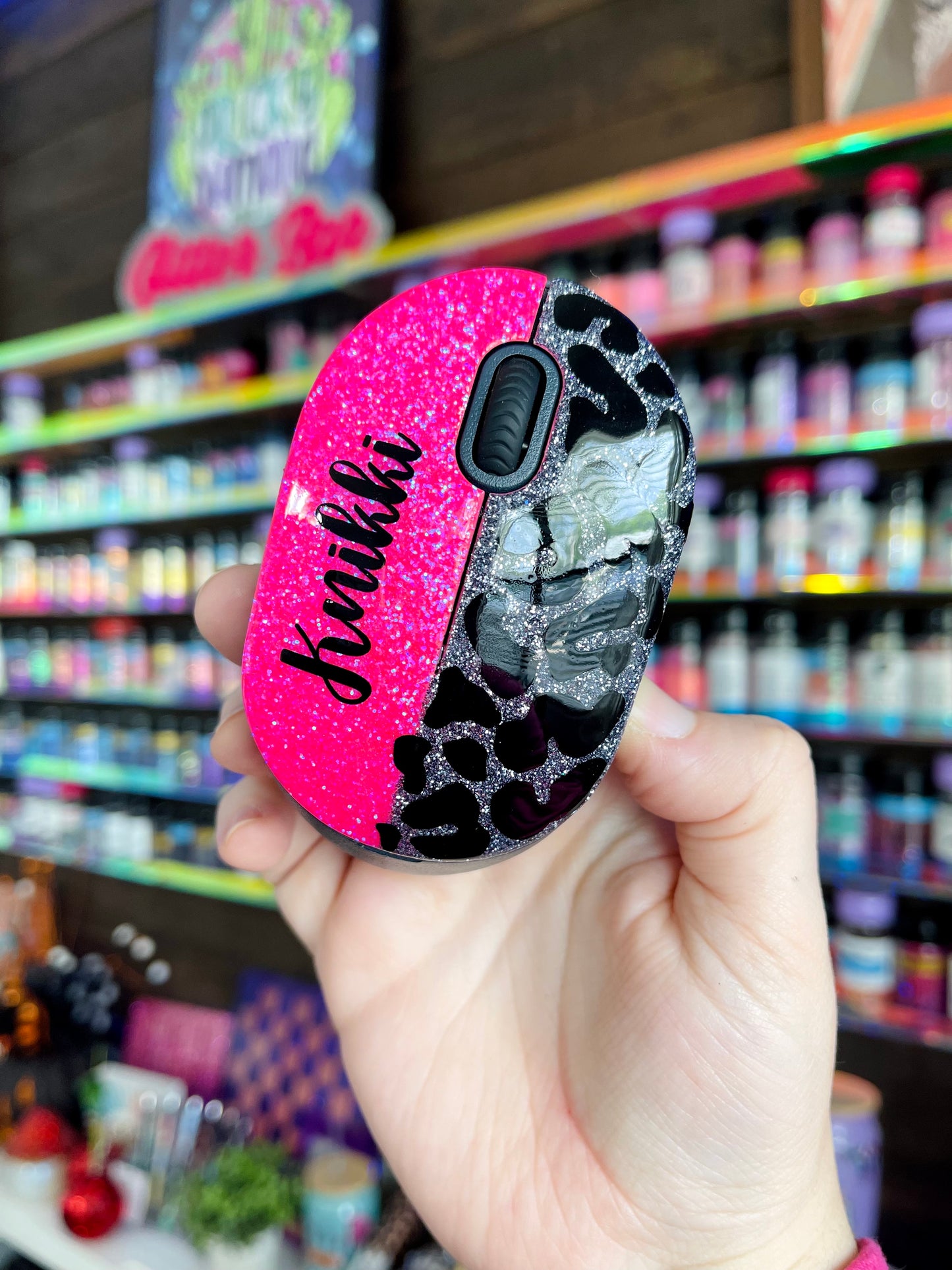 1/2 Leopard Glitter Wireless Computer Mouse