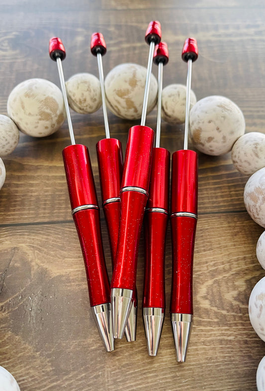 Deep Red With Sparkle Bead-able Pen